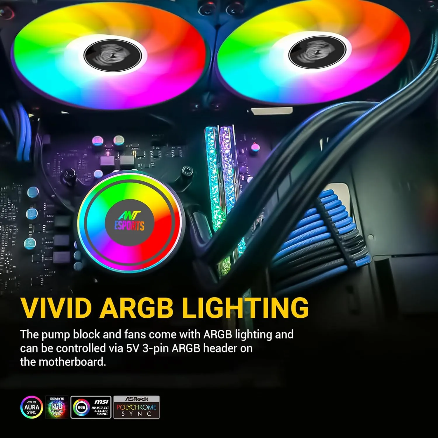 Ant Esports CPU Cooler Liquid ICE 240 ARGB Black view 4